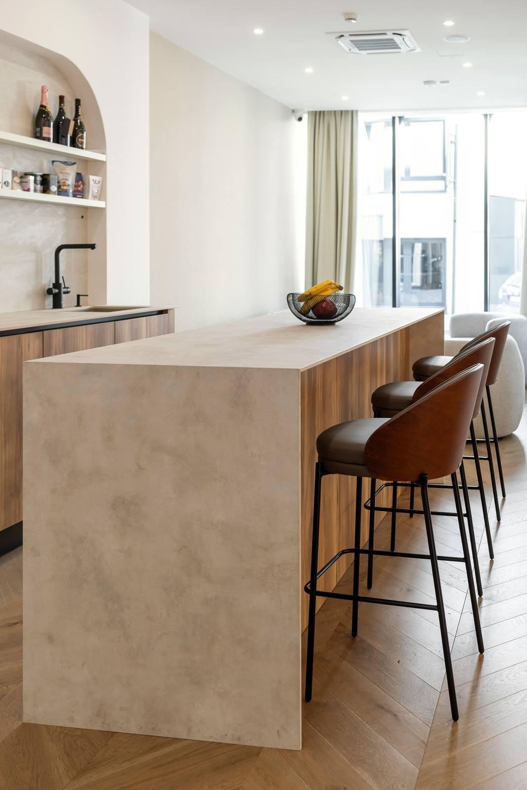 Stone and walnut
