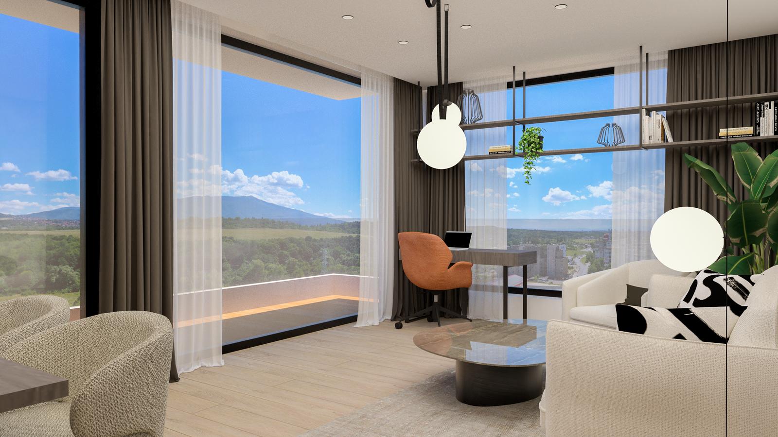 Living room of Apartment Catania with a mountain view