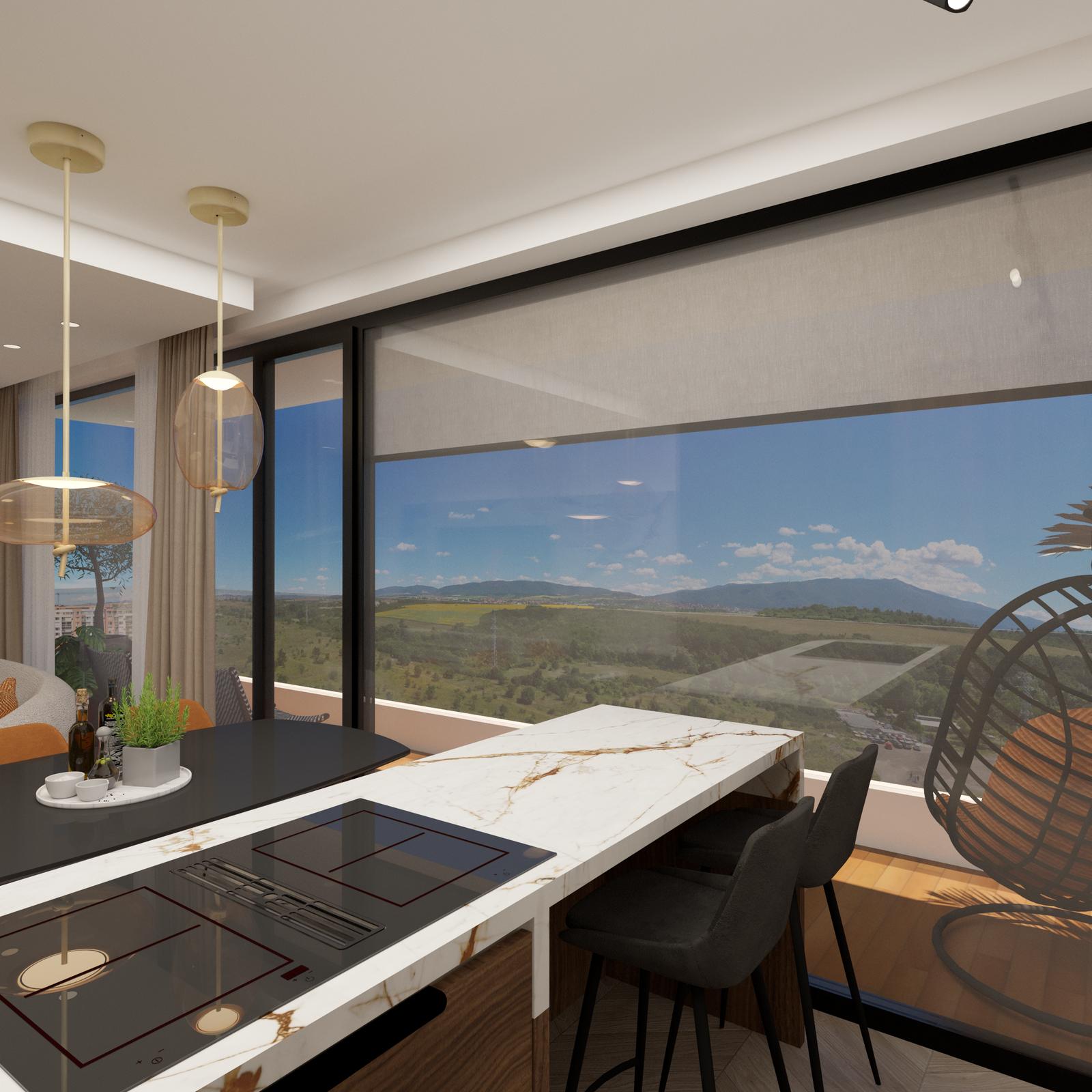 Kitchen island facing Vitosha