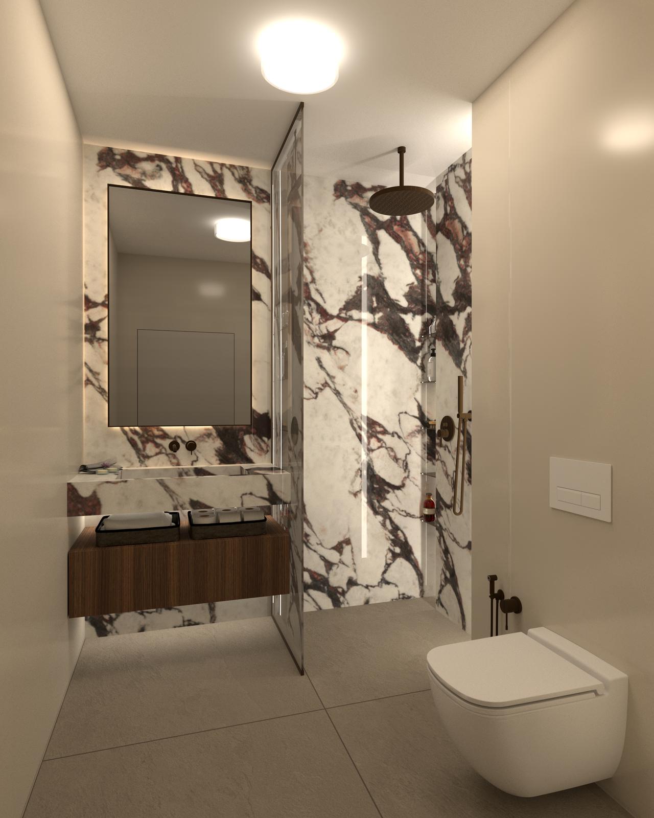 Bathroom in patterned marble