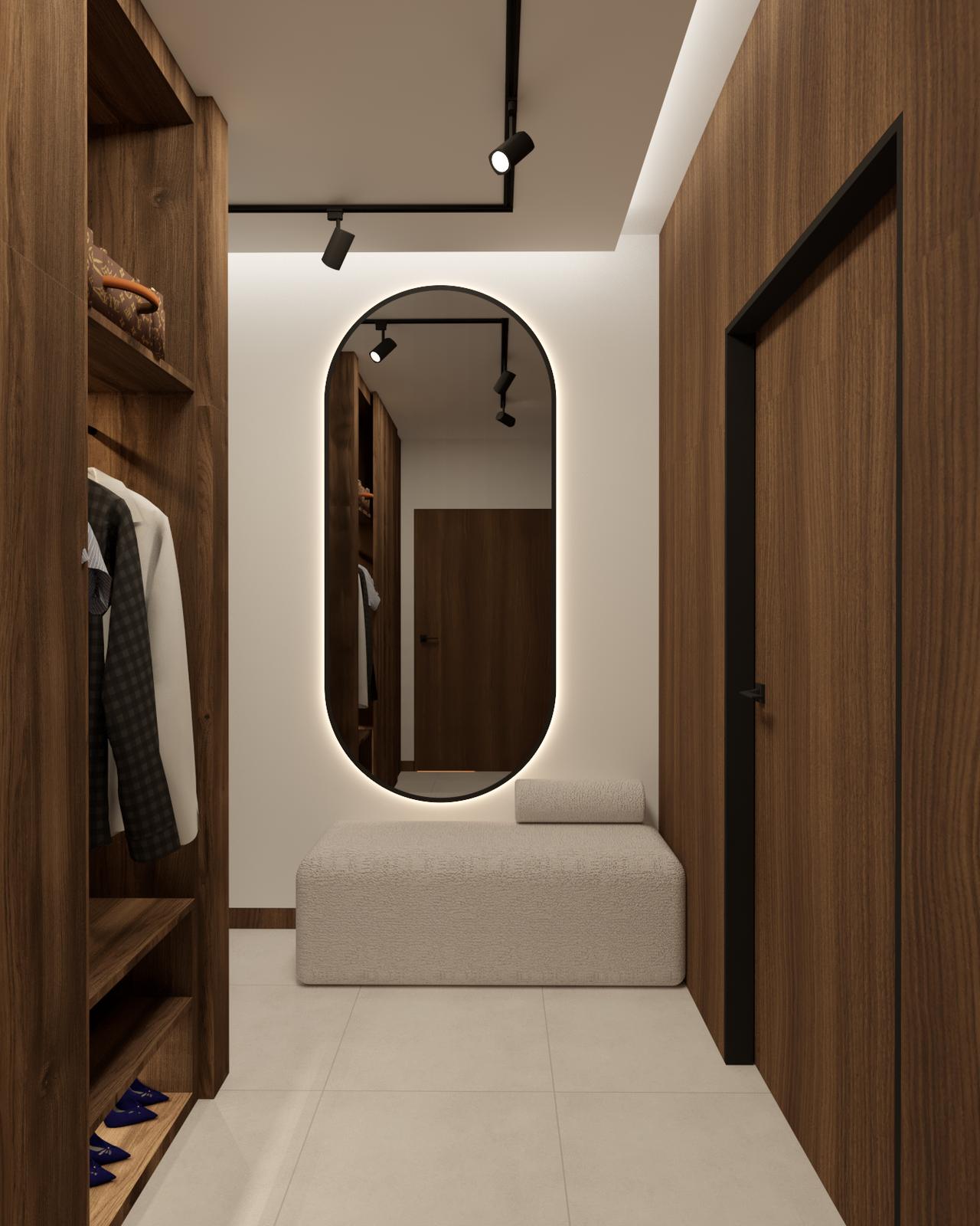 Entrance with an oval mirror