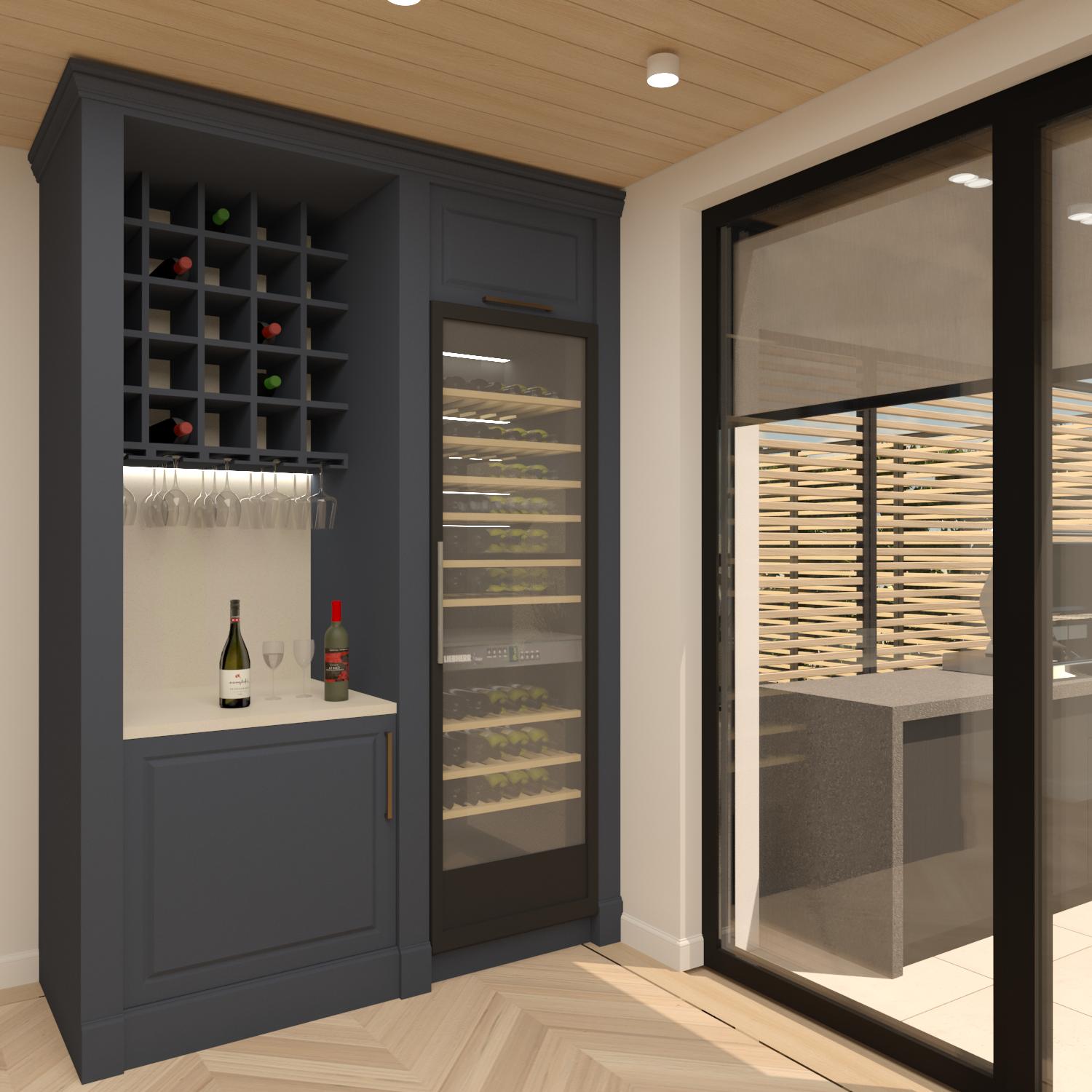 Wine cabinet in dark wood