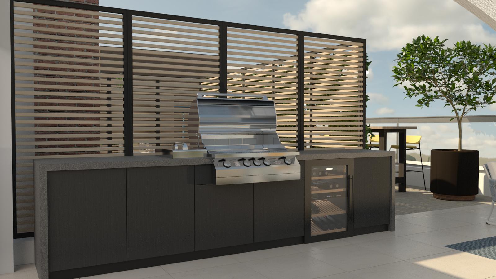 Outdoor kitchen on the roof terrace