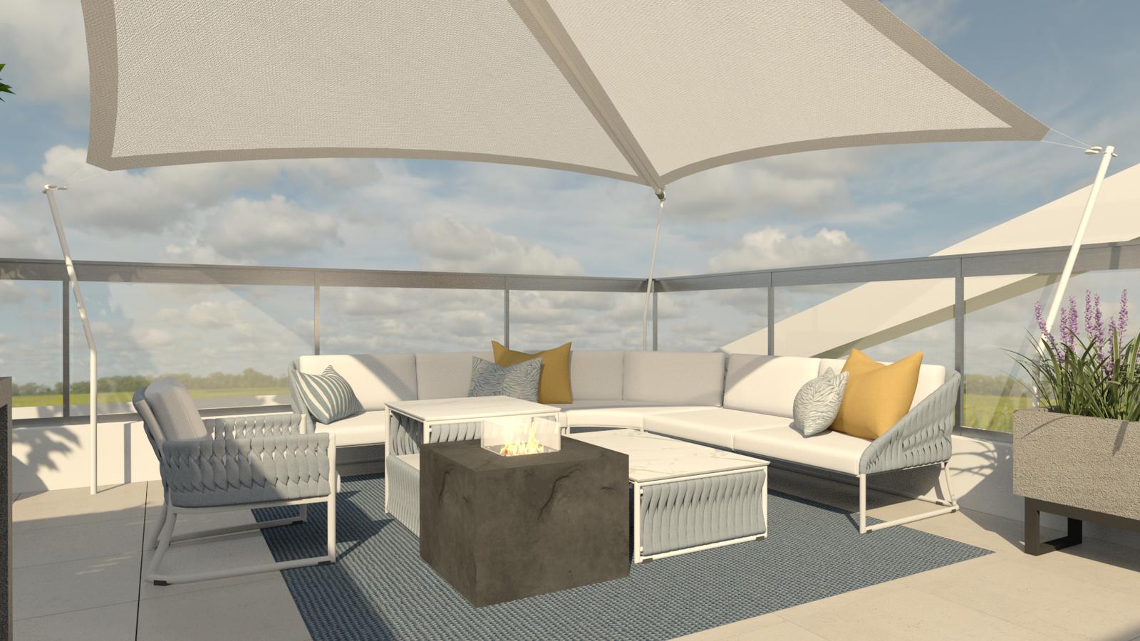 Lounge under a sail canopy