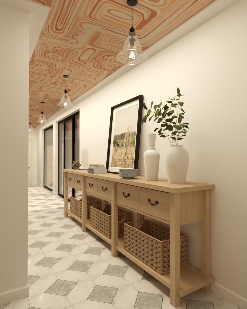 Oak console in the hall