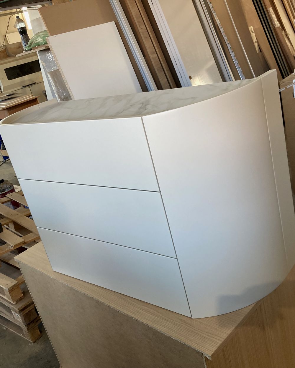 The chest in the workshop, checked before delivery