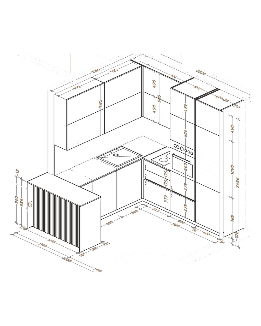 Kitchen, technical drawing