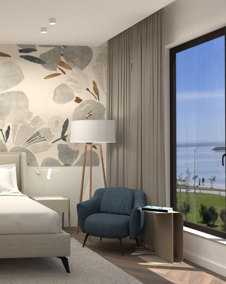 Bedroom visualisation with the bedside table and side table